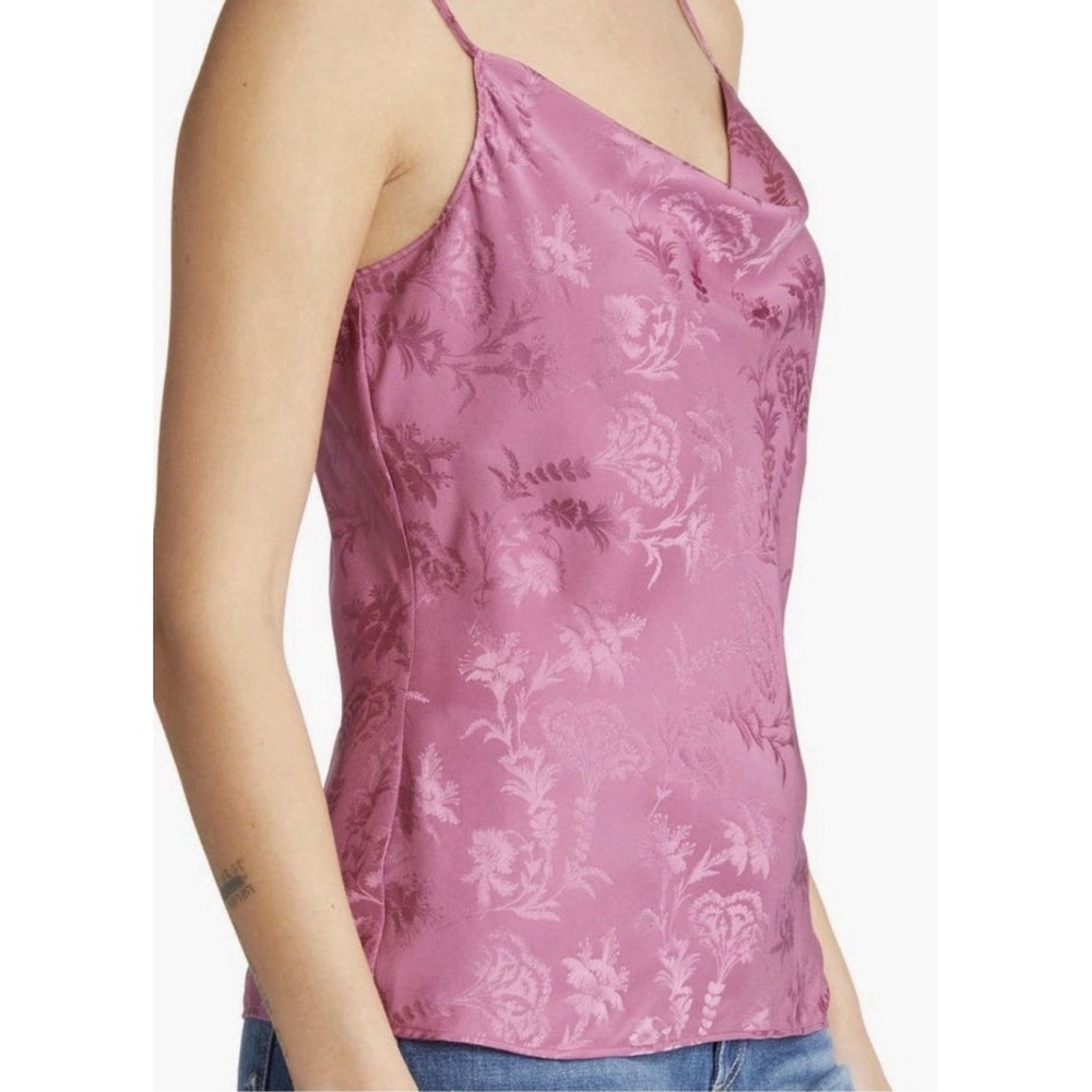 NWT PAIGE Silk Mauve Dusty Plum Floral Jacquard Camisole Sz S Giovanna Cami Cowl